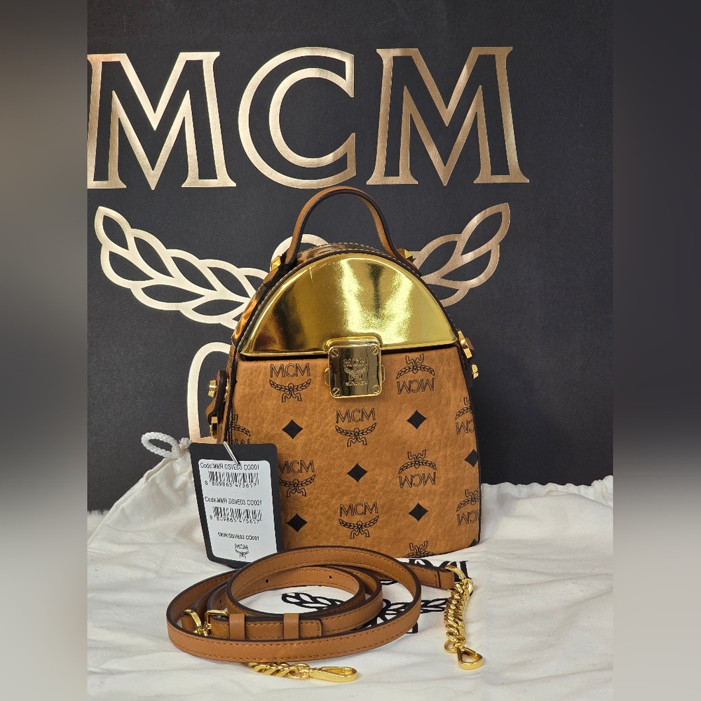 NWT❤️MCMVisetos Stark Pushlock Cognac